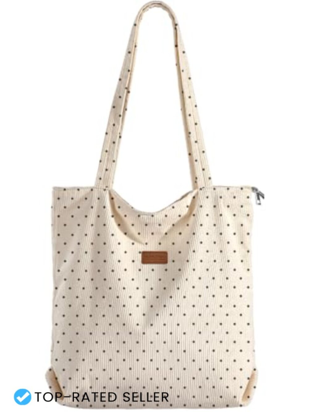 Corduroy Tote Bag with Zipper Large Capacity Shoulder Bag